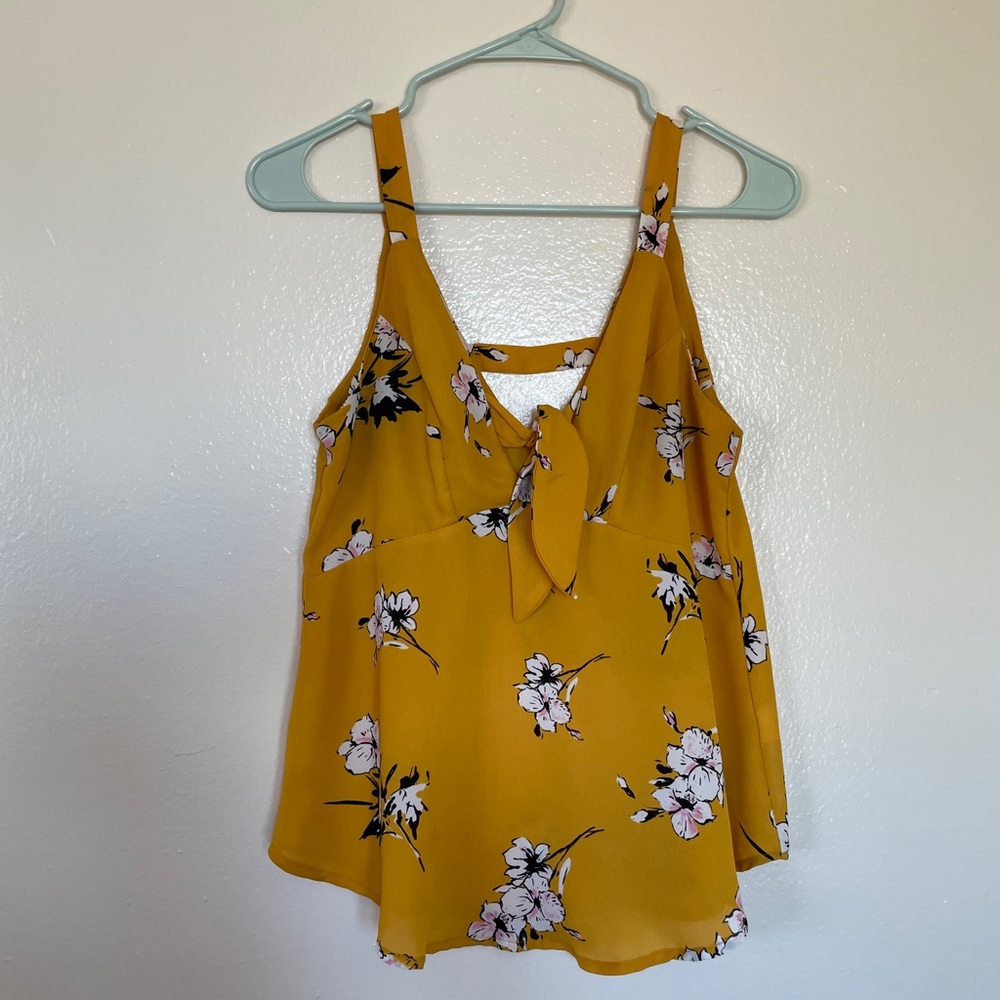 Floral, mustard tank top, like new